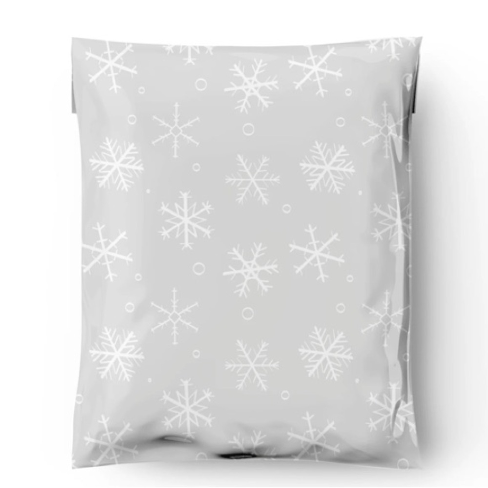 Set of 20 12x15” Poly Mailers Holiday Winter Shipping Bags Gray White